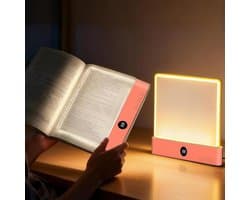 Slimme LED-leeslamp - Boeklamp Schatkist - Oplaadbare transparante platte LED-leeslamp met 3 kleuren en timer - Tekenbare studielamp - De droomlamp voor de stille lezer (roze)