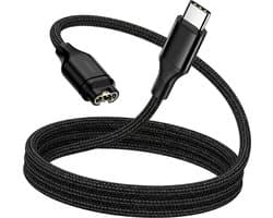 Oplaadkabel geschikt voor Garmin horloge - Oplader geschikt voor Garmin Vivoactive, Forerunner, Venu & Fenix - USB kabel - Stevig Nylon - 1 Meter - Zwart