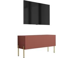 TV-meubel - Mediabureau Opbergkast - Woonkamer Inrichting - Push-to-open systeem - 100 x 52 x 32 cm - Baksteen Goud