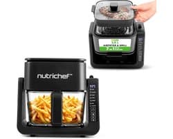 Heteluchtfriteuse Grill - Airfryer Combi - Gezond Koken - Transparante Kom - 4.2 Liter - Zwart