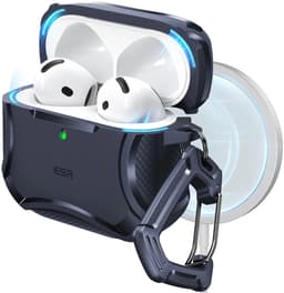 ESR Halolock Cyber Tough Hoes Geschikt Voor AirPods 4 (AirPods 4e Generatie) (2024) - Magsafe - Karabijnhaak - Donkerblauw — thumbnail 1