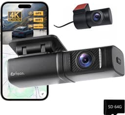Dashcam - 4K HD - 64GB - Voor auto - Voor en Achter Camera - G-Sensor - Timelapse Functie - Dual Dashcam - Faas — thumbnail 1