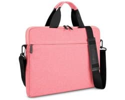 Roze laptophoes voor 15,6 inch - Beschermende sleeve met meerdere vakken en draagriem