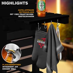 KESSER® Houtskoolbarbecue XL Barbeque Houtskool met Deksel, Wielen, Afdekkap, Roestvrij Stalen Handvat, Barbecuerooster en Thermometer, 8 Spiesen met Zakje & siliconen Borstel, grote BBQ Camping Terras Tuin — thumbnail 2