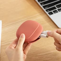 Hoofdtelefoon opbergcase met 4 vakken en USB-kabeltas - Groen, Rood, Grijs - Draagtas voor hoofdtelefoon en accessoires — thumbnail 2