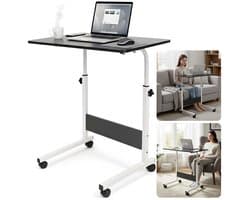Cheqo® Bedtafel Op Wielen - Verrijdbare Bedtafel - Laptoptafel Op Wielen - Verrijdbare Laptoptafel - Overbed Tafel - Tafel Voor Over Bed - Bedtafeltje Met Wielen - Laptoptafel Bed - Bedtafel Laptop