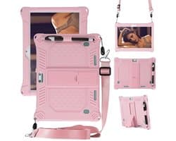 Universele beschermhoes voor 10/10,1-inch Android-tablets, met standaard- en flipfunctie, lichtgewicht en draagbaar, gemakkelijk mee te nemen en te bedienen, geschikt voor 10/10,1-inch tablets, roze.