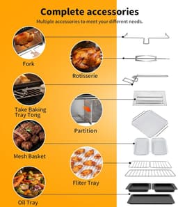 Grote Heteluchtfriteuse 23L met Mini-Oven Functie, 2600W en Touchscreen — thumbnail 6