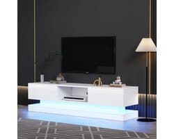 Hoogglans TV-meubel 160 cm Wit met LED Verlichting en App Bediening