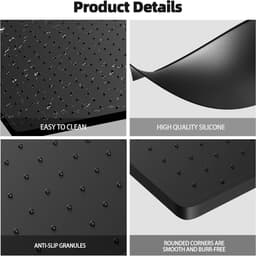 Silicone Mat met Rand - 48 × 30 cm - Zwart - Volledig Automatische Pad - Werkblad Bescherming - Silicone Mat voor Air Fryer - Set van 2 — thumbnail 6