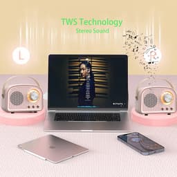 JeiibrZui Retro Bluetooth-luidspreker - Vintage Draagbare Draadloze Luidspreker - Draadloos/Bluetooth 5.0/TF Kaart/AUX - 1 Stuk - Roze — thumbnail 5
