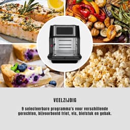 Florixa® Mini Airfryer - Airfryer - Heteluchtfriteuse - Compact - Zwart - 32cm x 36cm x 37cm — thumbnail 3