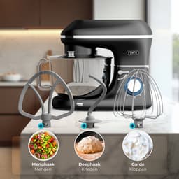 Fentic Keukenmachine – 2000W – Keukenrobot - Foodprocessor - 6,2L Mengkom – Incl. extra Accessoires – Zwart — thumbnail 3