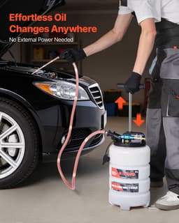Olieafzuigpomp - Olieverversingspomp/Transferpomp - Capaciteit 9,5 L - Pneumatisch & Handmatig - Met Slang + 3 Verlengbuizen - PE-tank - Voor Auto, Boot & Grasmaaier — thumbnail 2