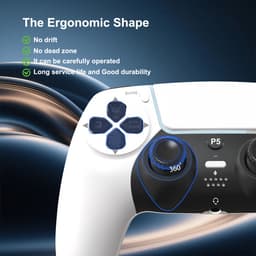 Ntech PS5 Controller Geschikt voor PS5 en PS5 Slim - ps5 game controller Draadloos - Wit - Audio Jack Input - Touch Sensor - Dual Trilmotoren Draadloze Controller — thumbnail 5