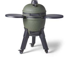 Moddern Complete Kamado - inklapbare zijtafels en zwarte poten met wielen met rem - 8 tot 12 personen - Green