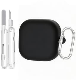 Telestore - hoesje geschikt voor Samsung Galaxy Buds 4 / 4 pro soft case cover - zwart - TPU hoesje Beschermhoes - Samsung Galaxy Buds 4 / 4 Pro Cover - Buds4 hoesje - gel hoesje met sleutelhanger + Oordopjes schoonmaak set — thumbnail 1