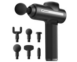 MERACH Massageapparaat - Borstelloze motor krachtige massagepistool met 6 opzetstukken - 5 standen, Compleet spierontspanningsset voor diepe weefselmassage - 4 uur batterijduur, automatische stop - massagegun voor lichaam, rug & schouders