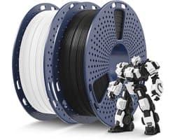 PLA+ 3D Printerfilament 1,75 mm - 1 kg Totaal (2x 0,5 kg) - Hoge Precisie ±0,02 mm - Zwart & Wit