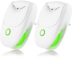 Stekkerbare luchtionisator, 2 stuks, stille mini-luchtreiniger met negatieve ionen en 2 snelheden, draagbare geurverwijderaar voor thuis, slaapkamer, kantoor en keuken, pakt rook, huisstofmijt en huisdiergeuren aan (2 stuks)