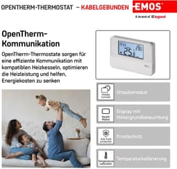digitale kamerthermostaat met OpenTherm-ondersteuning - programmeerbare bedrade opbouwthermostaat, wit, 12,7 x 8,5 x 2,5 cm — thumbnail 4
