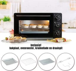 SCH® Heteluchtoven - Oven - Airfryer Oven - Zwart - 43cm x 53cm x 30cm — thumbnail 2