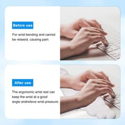 Cloud Keyboard Wrist Rest, 2-delige set: polssteun voor toetsenbord, muis en pols, ergonomische handsteun/polskussen van traagschuim voor toetsenbord, geschikt voor thuisgebruik, pc, gaming, laptop en kantoor (wit) — thumbnail 2