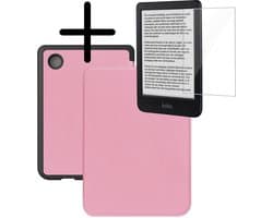 Hoes Geschikt voor Kobo Clara BW Hoesje Bookcase Cover Hoes Met Screenprotector - Hoesje Geschikt voor Kobo Clara BW Hoes Cover Case - Roze