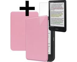 Hoes Geschikt voor Kobo Clara Colour - E-reader Bescherm Hoesje Case Sleep Cover Met Screenprotector - Hoes Geschikt voor Kobo Clara Colour Hoesje - Roze
