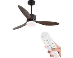 Livano Plafondventilator - Met Verlichting - Plafond Ventilator - Met Lamp - Plafonniere Met Ventilator - Met Licht - Donker Hout - 132cm
