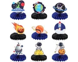 Allecto Plus - Ruimte Thema Verjaardagsdecoraties - 9 Stuks - Galaxy Feest Benodigdheden met Creatieve Middelpunten