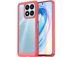 Allecto Plus - Clear Case voor Honor X8a - Zacht TPU + Harde PC - Rood - Schokbestendig - Krasbestendig - Slank Ontwerp