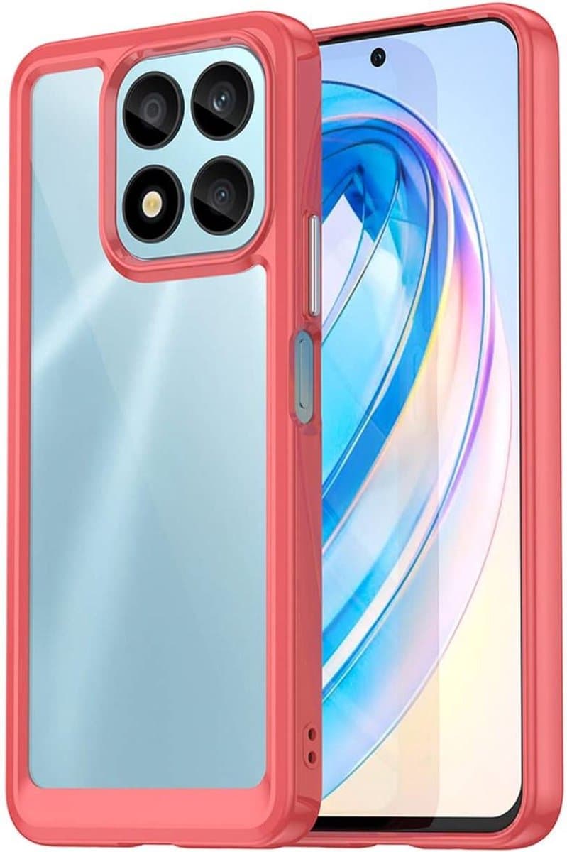 Allecto Plus - Clear Case voor Honor X8a - Zacht TPU + Harde PC - Rood - Schokbestendig - Krasbestendig - Slank Ontwerp — afbeelding 1