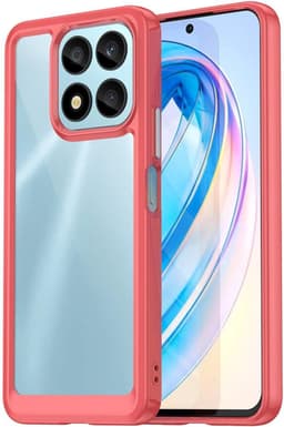 Allecto Plus - Clear Case voor Honor X8a - Zacht TPU + Harde PC - Rood - Schokbestendig - Krasbestendig - Slank Ontwerp — thumbnail 1