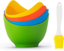 4-pack - Siliconen eierkookbekers - Wordt geleverd met een borstel - Antiaanbak eierkookbekers - Geschikt voor de airfryer - Geschikt voor het koken van eieren in de oven of op het fornuis - BPA-vrij — thumbnail 1