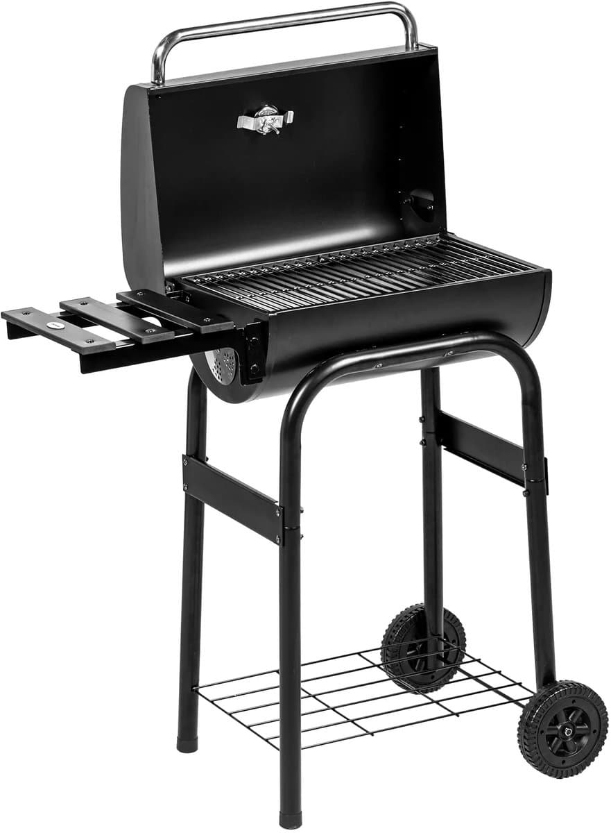 Houtskoolgrill Smoker BBQ-Grill, 1 Plank, inclusief Thermometer, 83 x 46,5 x 115 cm, Zwart — afbeelding 1