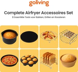 Goliving Airfryer Accessoires Set - Geschikt voor Airfryers vanaf Ø20,5 cm - 50x Cupcake Vormpjes - Bakvorm - Cakevorm - Muffinvorm - Pizzapan — thumbnail 5