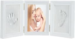 Handafdruk Voetspoor Fotolijst voor Baby's - Perfecte Douchegift - Niet-giftige Klei - Wit Houten Frame - Jongens Meisjes. — thumbnail 1