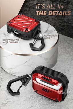 Supcase Unicorn Beetle Rugged Armor Geschikt voor Apple AirPods 3 Case Rood — thumbnail 4