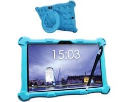 AngelTech Kindertablet XL – 3+4GB RAM - 32+64GB – Android 14 - 100%Kidsproof - Extra Groot – Vanaf 3 Jaar - Ook Voor Volwassen Gebruik - 10 Inch - Ouderlijk Toezicht – Fidgy Beschermhoes – Blauw
