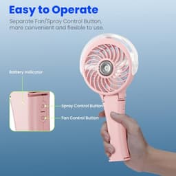 Draagbare ventilator met 2600 mAh batterij en verstuiverfunctie — thumbnail 1