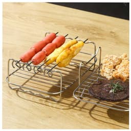 RVS Airfryer Grill - RVS Frituurrek -Vervangend Grillrek -Airfryer Accessoire - 20,5*14*8cm -Enkele grill - Stapelbaar Stoomrek -Geschikt voor keukengerei en grillen, frituren van voedsel - Zilver — thumbnail 8