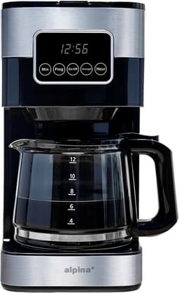 alpina Koffiezetapparaat Filterkoffie - Koffiemachine 1.5L/ 12 Kopjes Filter Koffie - Koffie Machine met Digitaal Display, Timer en Warmhoudplaat - Instelbare Koffie Sterkte - Zwart — thumbnail 1