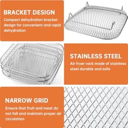 Stainless Steel Air Fryer Rack - 3-Layer Stackable Dehydrator with Tongs and Brush — thumbnail 5