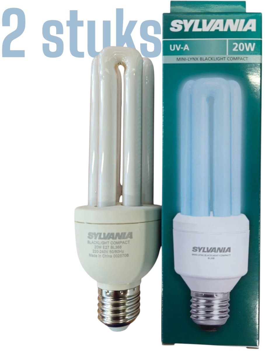2 stuks | Sylvania Blacklight Compact 20W BL368 | UV-A Blacklight | Insectenlamp | E27 | Blacklight (BL) | 20 watt | 8.000 Branduren — afbeelding 1