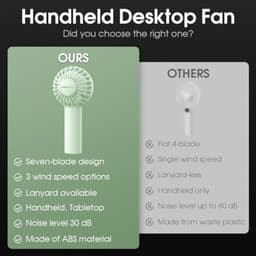 Draagbare mini-ventilator met 3 snelheden - Oplaadbare handventilator voor reizen en make-up — thumbnail 4