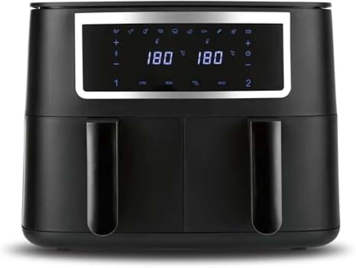 Dubbele airfryer - Dubbele Heteluchtfriteuse 2x4 Liter met Touchscreen, Synchro-kookzones, 10 Programma's, 2600W, Vetarm Frituren, Airfryer XXL voor Gezinnen — afbeelding 1