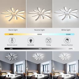 Dimbare LED-Plafondlamp met Afstandsbediening - Moderne Kleurveranderende Plafondverlichting 48W 5400LM Dia71cm — thumbnail 4
