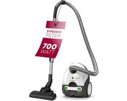 Stofzuiger met Zak - 700 Watt - RVS Telescoopbuis - Microfilter - Wit/Grijs