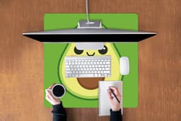 Muismat XXL 80x80 cm - Bureau onderlegger - Bureau mat Avocado - Groen - Speels - Bureaumat - Gaming mousepad xl - Bureaulegger groot - Computer deskmat — thumbnail 3